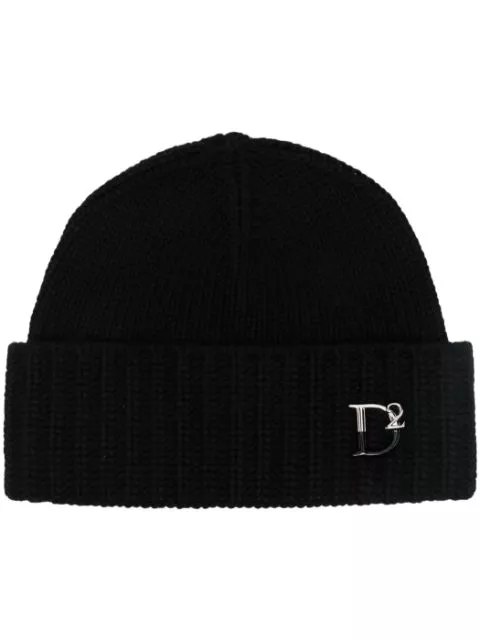 Disqued DSQUARED2 monogram-plaque knitted beanie Women 0122