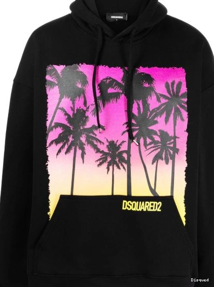 Cheap hoodie Men print palm-tree cotton DSQUARED2 0213