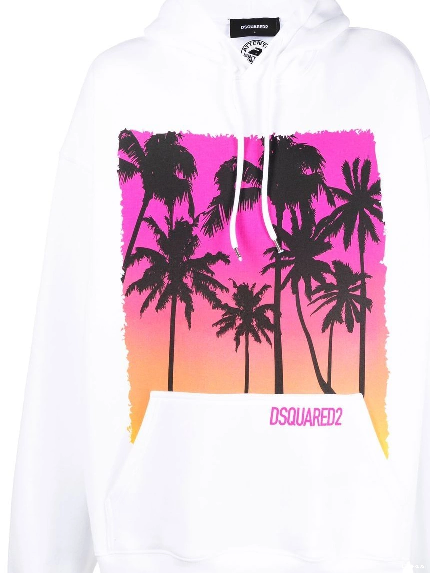 Disqued DSQUARED2 palm-tree Men cotton hoodie print 0216