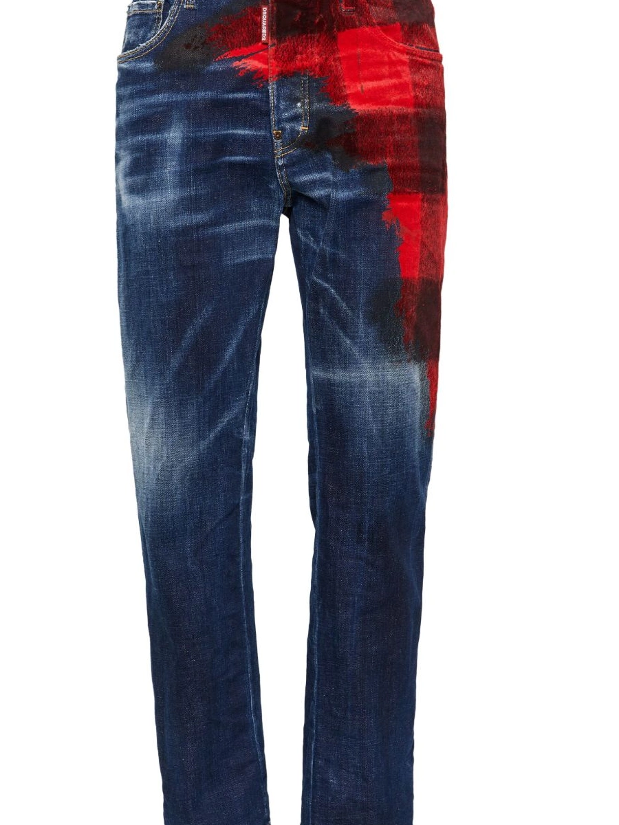 Cheap jeans checked-panel denim Men DSQUARED2 0211