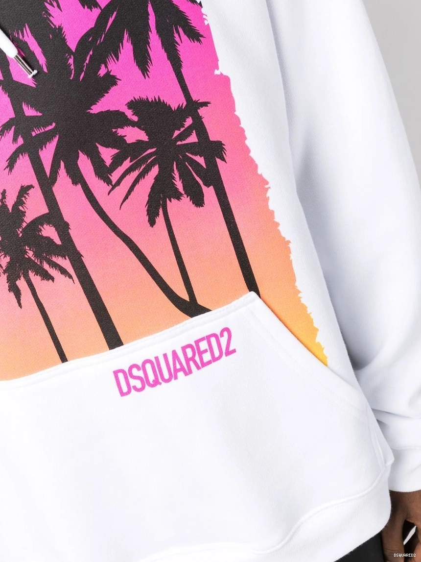 Disqued DSQUARED2 palm-tree Men cotton hoodie print 0216