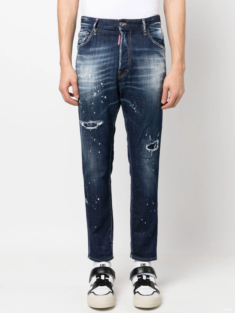 Cheap Men skinny ripped DSQUARED2 jeans paint-splatter 0213