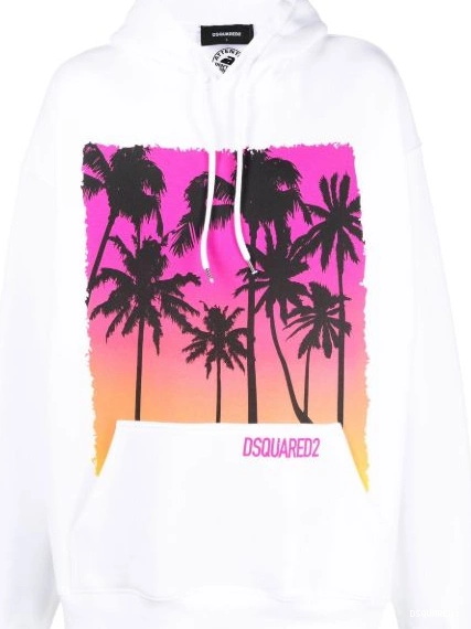 Disqued DSQUARED2 palm-tree Men cotton hoodie print 0216