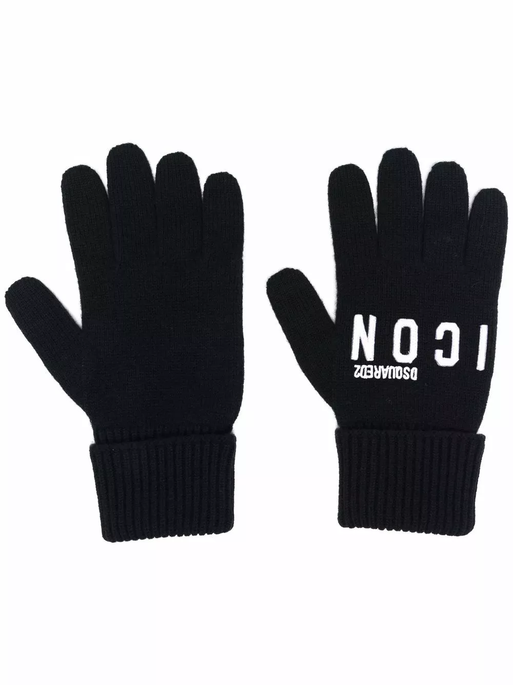 Affordable DSQUARED2 logo-embroidered knitted gloves Men 0204