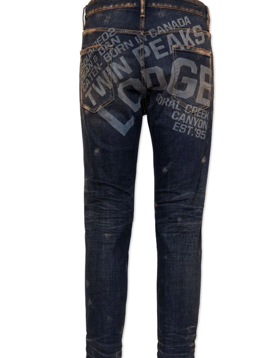 Cheap jeans slim-cut Men DSQUARED2 text-print 0208