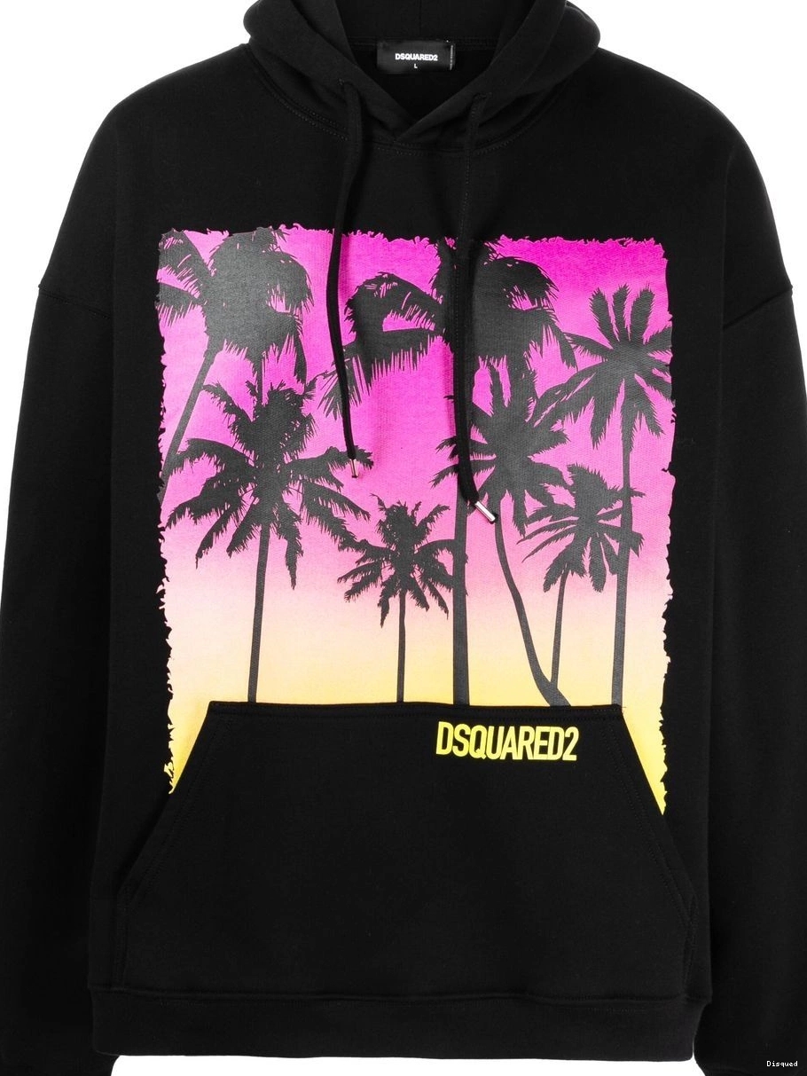 Cheap hoodie Men print palm-tree cotton DSQUARED2 0213