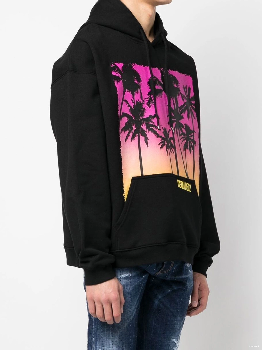 Cheap hoodie Men print palm-tree cotton DSQUARED2 0213