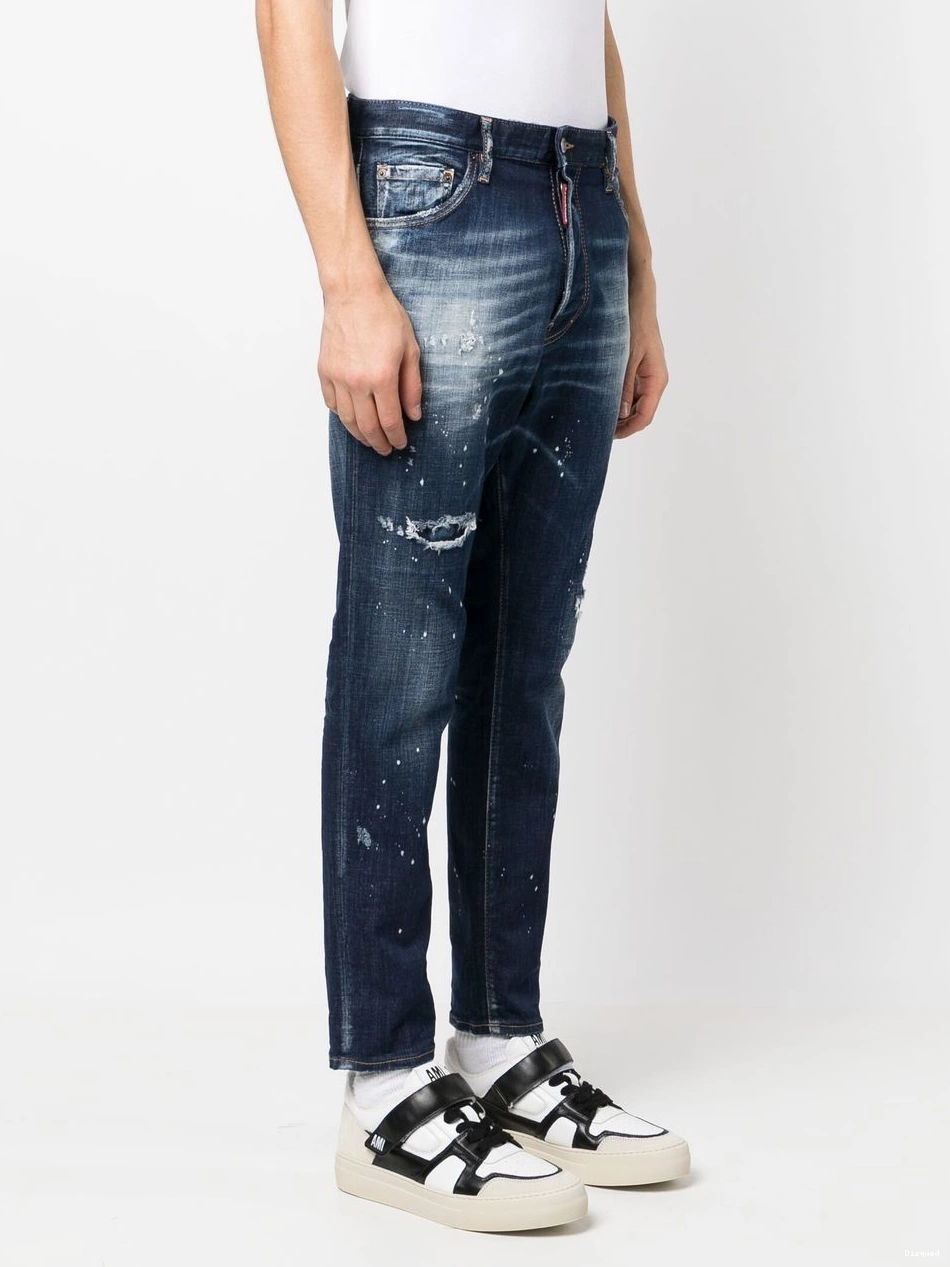 Cheap Men skinny ripped DSQUARED2 jeans paint-splatter 0213